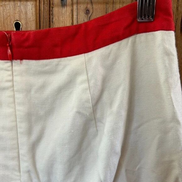 Boden 4 Regular Pencil‎ Skirt Red Pink White Fitted Colorblock Linen Blend Bow - Picture 8 of 12